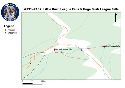 Stoked On Waterfalls 131-132 - Little Bush League Falls & Huge Bush League Falls digital map