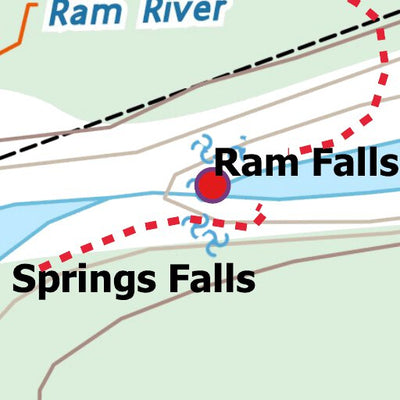 Stoked On Waterfalls 135-137 - Ram Falls, Ram Springs Falls, & Horn Falls digital map