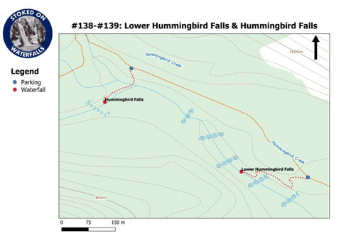 Stoked On Waterfalls 138-139 - Lower Hummingbird Falls & Hummingbird Falls digital map