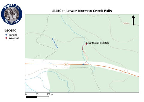 Stoked On Waterfalls 150 - Lower Norman Creek Falls digital map