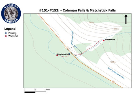 Stoked On Waterfalls 151-152 - Coleman Falls & Matchstick Falls digital map