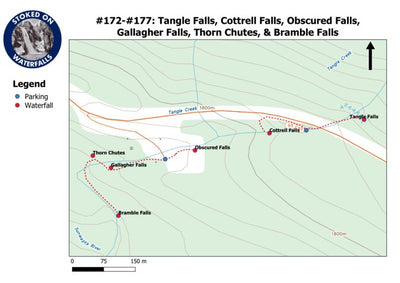 Stoked On Waterfalls 172-177 - Tangle Falls, Cottrell Falls, Obscured Fall, Gallagher Falls, Thorn Chutes, & Bramble Fall digital map