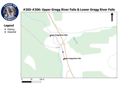 Stoked On Waterfalls 205-206 - Upper Gregg River Falls & Lower Gregg River Falls digital map