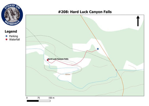 Stoked On Waterfalls 208 - Hard Luck Canyon Falls digital map