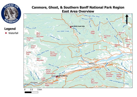 Stoked On Waterfalls Canmore, Ghost, & Southern Banff National Park Region - East Area Overview digital map