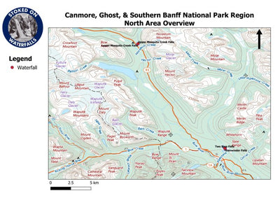 Stoked On Waterfalls Canmore, Ghost, & Southern Banff National Park Region - North Area Overview digital map