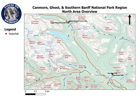 Stoked On Waterfalls Canmore, Ghost, & Southern Banff National Park Region - North Area Overview digital map