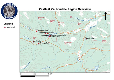 Stoked On Waterfalls Castle & Carbondale Region Overview Map digital map