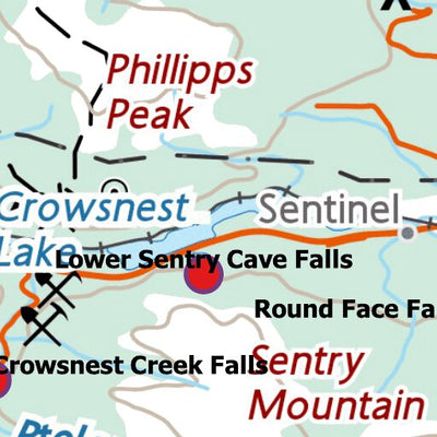 Stoked On Waterfalls Crowsnest Pass Region Overview Map digital map