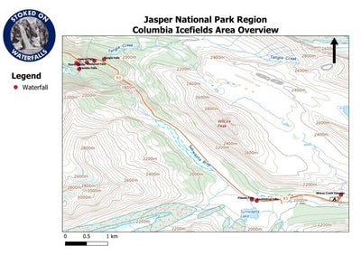 Stoked On Waterfalls Jasper National Park Region - Columbia Icefields Area Overview digital map