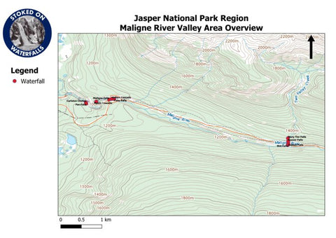 Stoked On Waterfalls Jasper National Park Region - Maligne River Valley Overview digital map