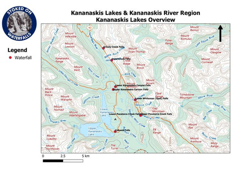Stoked On Waterfalls Kananaskis Lakes & Kananaskis River Region - Kananaskis Lakes Overview digital map
