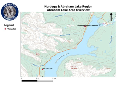 Stoked On Waterfalls Nordegg & Abraham Lake Region - Abraham Lake Overview digital map