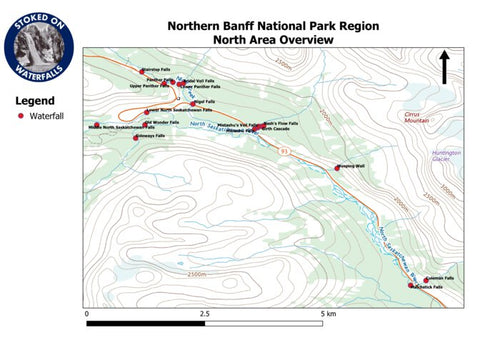 Stoked On Waterfalls Northern Banff National Park Region - North Area digital map