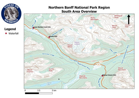 Stoked On Waterfalls Northern Banff National Park Region - South Area digital map