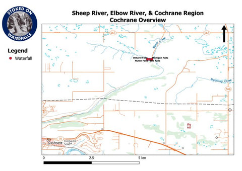 Stoked On Waterfalls Sheep River, Elbow River, & Cochrane Region - Cochrane Overview digital map