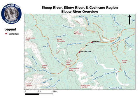 Stoked On Waterfalls Sheep River, Elbow River, & Cochrane Region - Elbow River Overview digital map