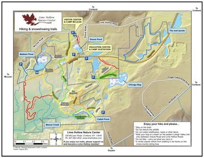 SUNY Cortland Lime Hollow trail map (relief) digital map