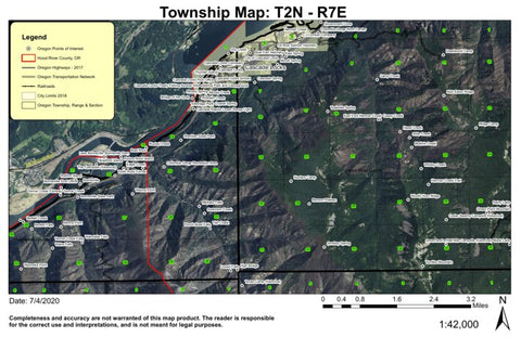 Super See Services Cascade Locks T2N R7E Township Map digital map