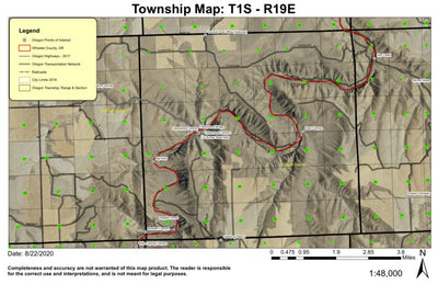 Super See Services Cottonwood Canyon T1S R19E Township Map digital map