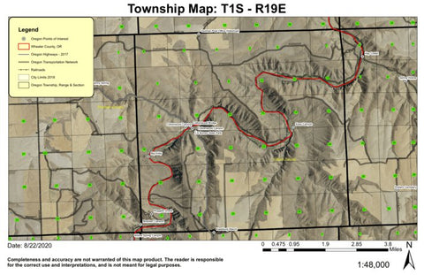 Super See Services Cottonwood Canyon T1S R19E Township Map digital map