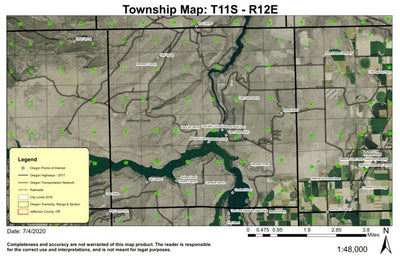 Super See Services Lake Billy Chinook T11S R12E Township Map digital map