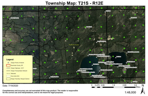 Super See Services Paulina Lake T21S R12E Township Map digital map