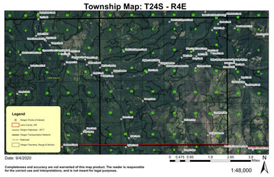 Super See Services Rigdon Guard Station T24S R4E Township Map digital map