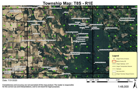 Super See Services Silver Falls State Park T8S R1E Township Map digital map