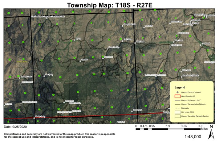 Snow Mountain T18S R27E Township Map by Super See Services | Avenza Maps