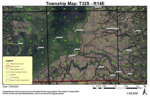 Super See Services Sycan Marsh T32S R14E Township Map digital map