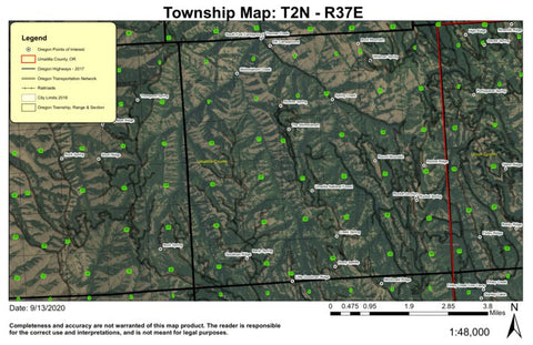Super See Services The Shimmiehorn T2N R37E Township Map digital map