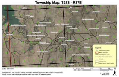 Super See Services Warm Springs Reservoir T23S R37E Township Map digital map