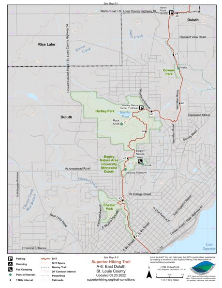 Superior Hiking Trail Association SHT Map A-6: East Duluth bundle exclusive