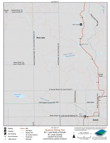 Superior Hiking Trail Association SHT Map B-1: Just North of Duluth bundle exclusive