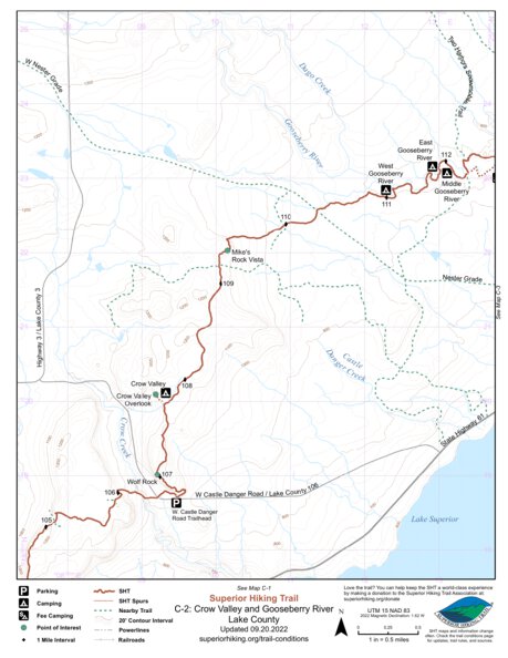 Superior Hiking Trail Association SHT Map C-2: Crow Valley and Gooseberry River bundle exclusive
