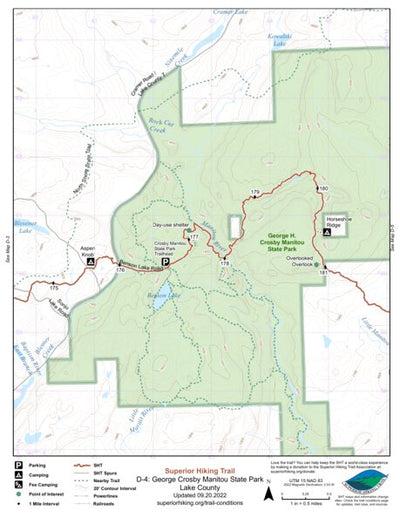 Superior Hiking Trail Association SHT Map D-4: George Crosby Manitou State Park bundle exclusive