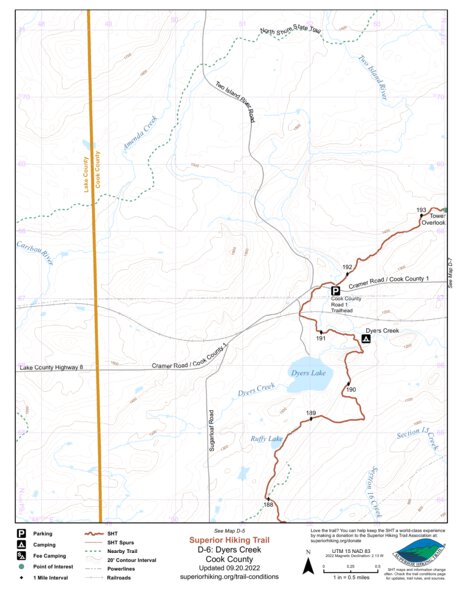 Superior Hiking Trail Association SHT Map D-6: Dyers Creek bundle exclusive