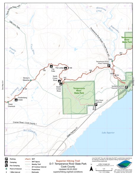 Superior Hiking Trail Association SHT Map D-7: Temperance River State Park bundle exclusive