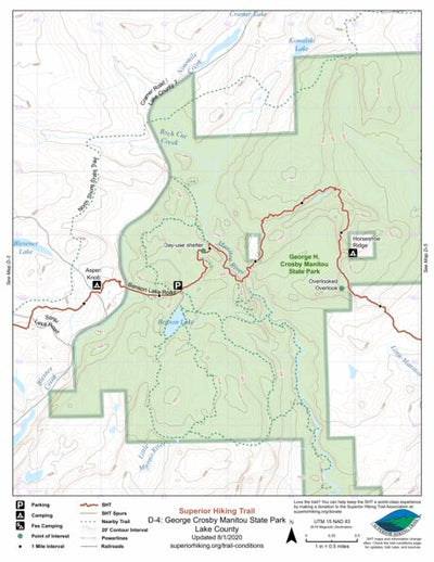 Superior Hiking Trail Association Superior Hiking Trail Map D-4: George Crosby Manitou State Park bundle exclusive