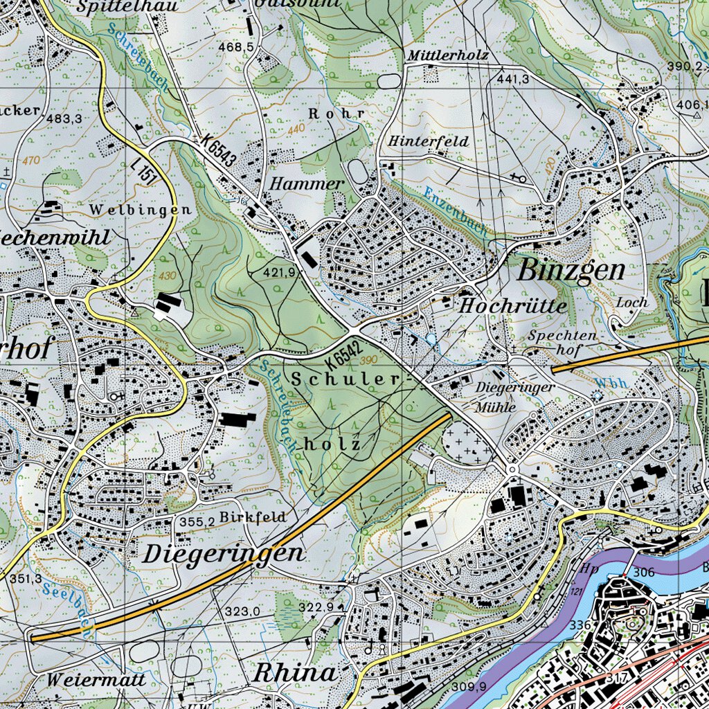 Rheinfelden, 125,000 Map by SwissTopo Avenza Maps
