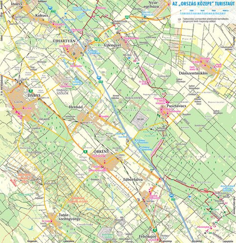 Ország közepe turistaút (Pusztavacs) turista- és biciklis térkép Preview 1
