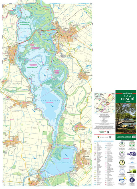 Tisza-tó turista-, biciklis-, vizisport-és horgász térkép, Tisza lake tourist, biking map; Preview 1