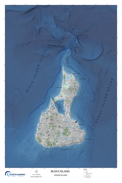 TCarta Marine Block Island Topographic & Bathymetric Features digital map