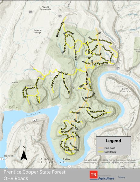 Prentice Cooper State Forest OHV Road Map by Tennessee Department