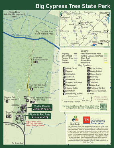 Tennessee State Parks Big Cypress Tree State Park digital map