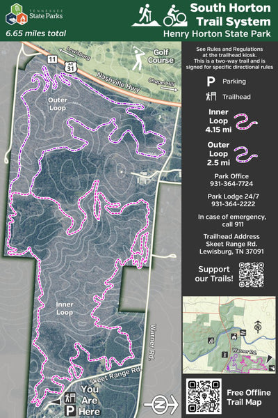 Tennessee State Parks Henry Horton State Park - Mountain Bike Map digital map