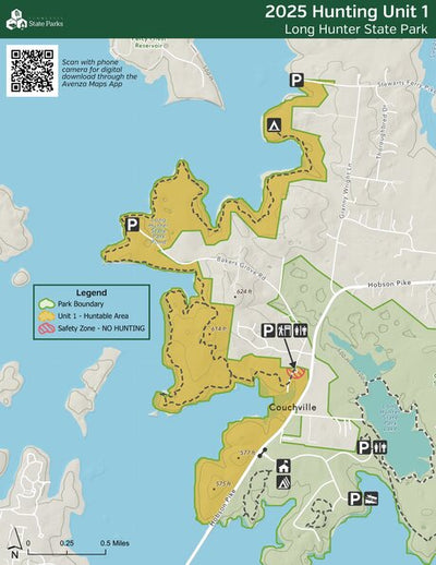 Long Hunter State Park Unit 1 Hunting Map for Dec. 12th -14th 2025 ONLY Preview 1