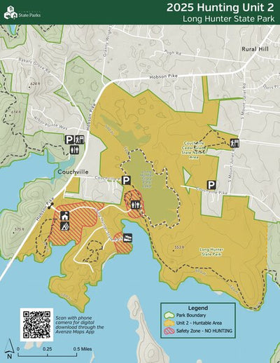 Long Hunter State Park Unit 2 Hunting Map for Dec. 5th-7th and 19th-21st 2025 ONLY Preview 1