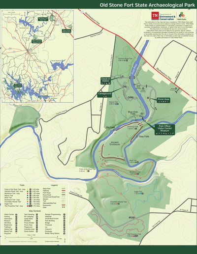 Tennessee State Parks Old Stone Fort State Archaeological Park digital map